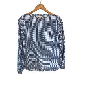 Gap Women's Geometric Print Long Sleeve Pullover Shirt Ivory Blue Size M Office